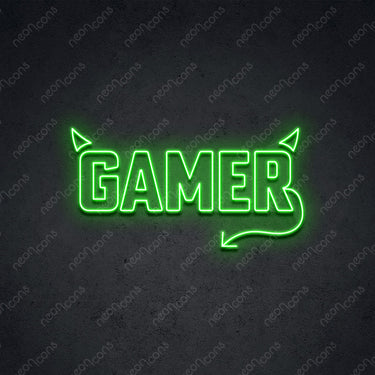 'Mischievous Gamer' Neon Sign 45cm (1.5ft) / Green / LED by Neon Icons